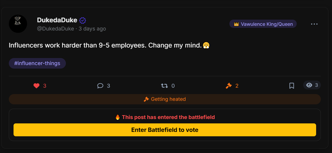 Post with debate buttons